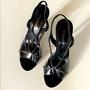 Donna Karan Clear Velvet Rhinestone Sandals